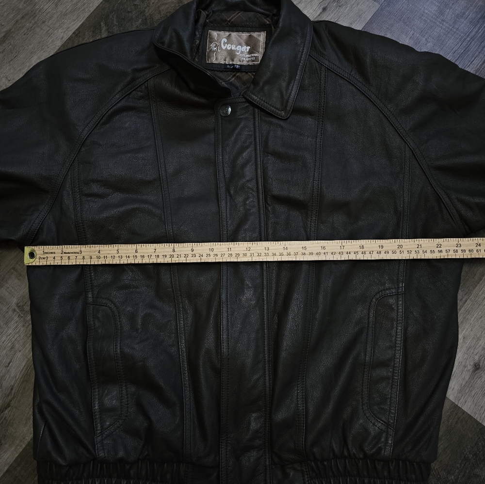 Vintage Cougar Men's Brown Leather Bomber Jacket, Size Large - Picture 6 of 15